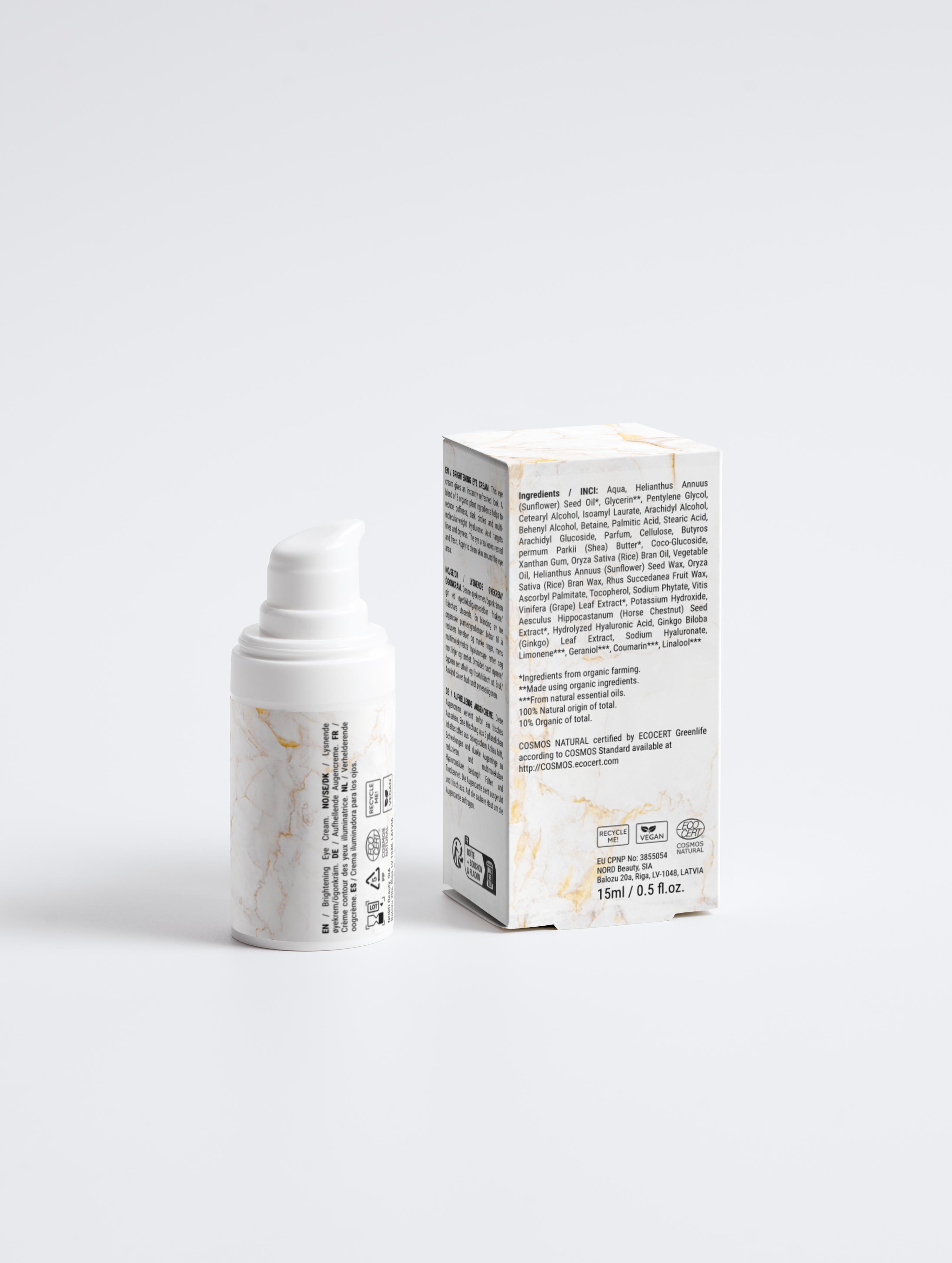 Eclat Soin Puffiness-reducing Brightening Eye Cream in a stylish bottle and box packaging
